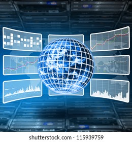 World Control And Monitor Report The Sytem In Server Room : Elements Of This Image Furnished By NASA