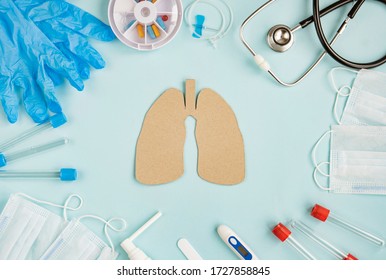 World COPD day concept with lung symbol and stethoscope on blue background. Banner for medical campaign against chronic obstructive pulmonary disease in november. COVID-19 - Powered by Shutterstock