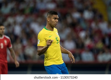 World Cup 2018 Game Brazil-Serbia. Spartak Stadium, Moscow. 27th July 2018. Brazil's Player Casemiro. 