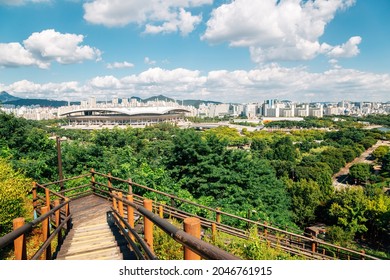 World Cup Stadium And Seoul City Panorama View From Sky Park In Korea