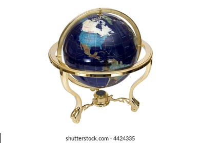 World Desk Globe Isolated On White With Clipping Path