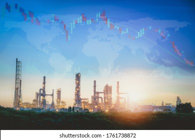 World Economic Recession Of Oil And Gas Industrial Sector From Coronavirus Covid-19, Global Stock Investment Downturn Of Fuel Energy Oil/Gas Industry. Corona Virus Epidemic Crisis, Financial Economy