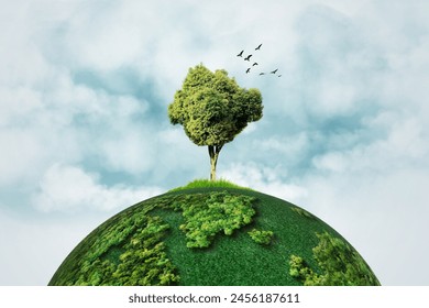 World Environment Day 2024 concept - Land restoration, desertification and drought resilience, 3d tree background. Ecology concept. We are #GenerationRestoration - Powered by Shutterstock