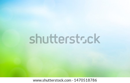 World Environment Day concept: Abstract blurred beautiful green and blue sky  background