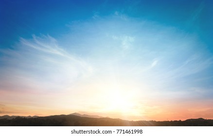 World environment day concept: Sun light and mountain sky of heaven autumn morning background - Shutterstock ID 771461998