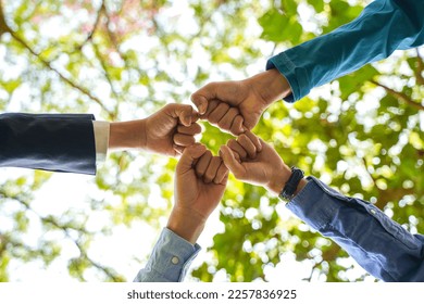 World environment day Global community teamwork, CSR and ESG environmental energy saving cooperation together for the Sustainable Development Goals. People join for cooperation success.