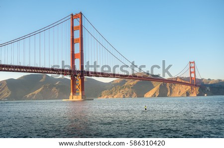 World famous landmark, Golden Gate Bridge in San Francisco