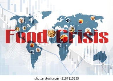 World Food Crisis, World Map With Food And Income Decline Graphs, Food Crisis, Sanctions, War Between Russia And Ukraine