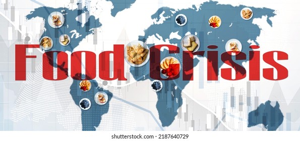 World Food Crisis, World Map With Food And Income Decline Graphs, Food Crisis, Sanctions, War Between Russia And Ukraine