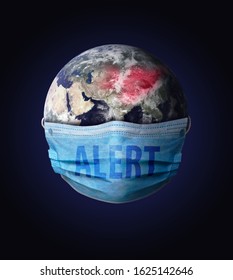 World Globe With A Flu Mask Depicting  Coronavirus Alert In China