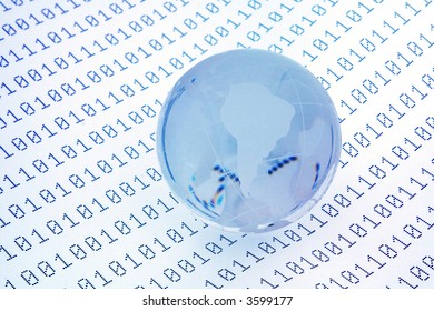 World globe on binary codes. Computer concept