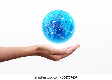 World globe on hand, connection concept