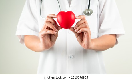 World Heart Day Concept Of Woman Doctor Hand Holding Red Heart