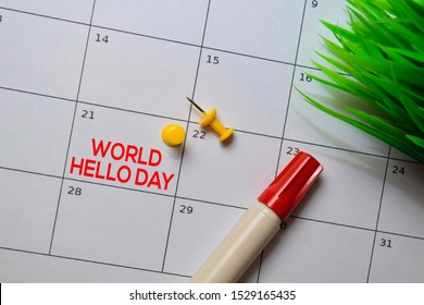 World Hello Day write on calendar. Date 21 November. Reminder or Schedule Concepts - Powered by Shutterstock