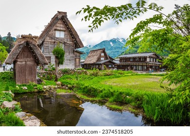 World Heritage Shirakawago Village is a farming village located in a valley along the Shogawa River, registered as a UNESCO World Heritage Site in 1995, Gifu Prefecture, Japan.