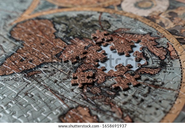 World Map Broken Puzzle Centered On Stock Photo 1658691937 | Shutterstock