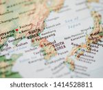 World map with focus on North Korea, officially the Democratic People