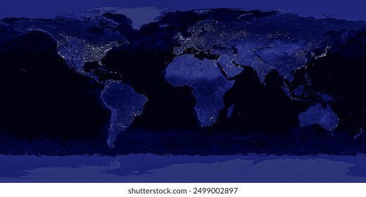 World map, globalisation and night view of world 