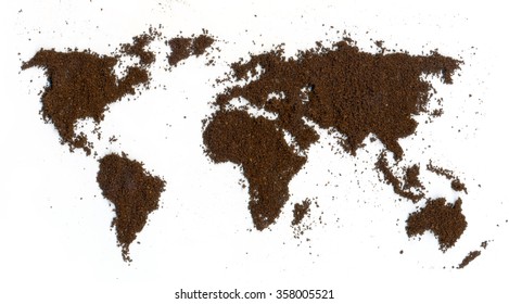 World map of ground coffee on a white background. - Powered by Shutterstock