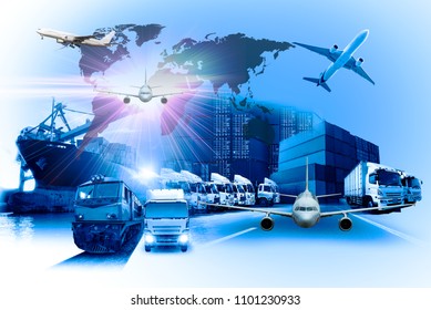 World map with logistic network distribution, Logistic and transport concept in front Industrial Container Cargo freight ship for Concept of fast or instant shipping, Online goods orders worldwide - Powered by Shutterstock