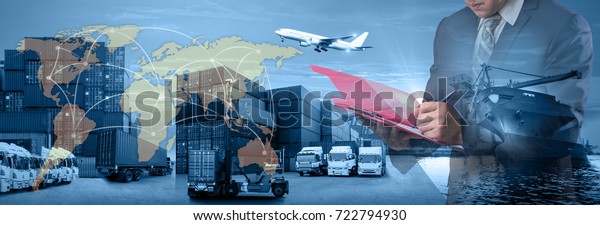 Wereldkaart met logistiek netwerk distributie, logistiek en transport ...