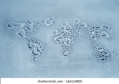 World Map Made Out Of Water Droplets