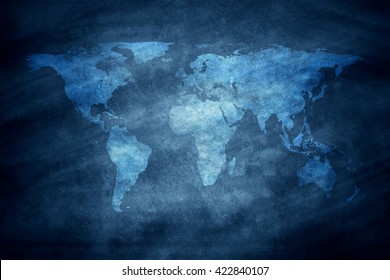 world map on chalkboard texture
