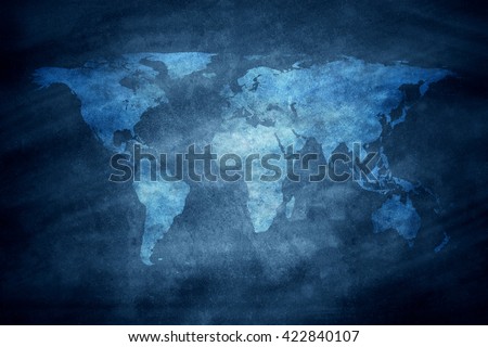 world map on chalkboard texture