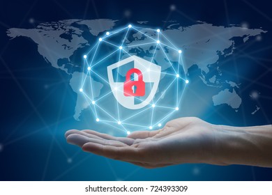 World map on a technology background, glowing lines connected, global network and global communication. Internet Concept of global business.