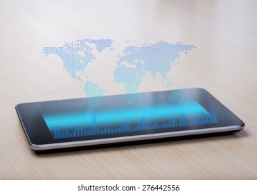 World map on virtual screen