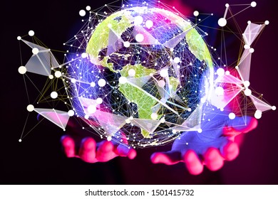 World map point, line, composition, representing the global,