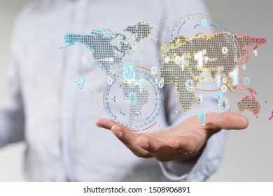 World map point, line, composition, representing the global,