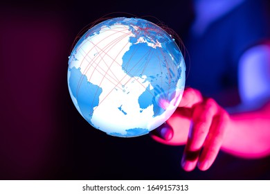 World map point, line, composition, representing the global,