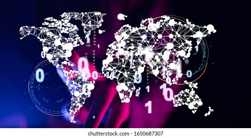 World map point, line, composition, representing the global,