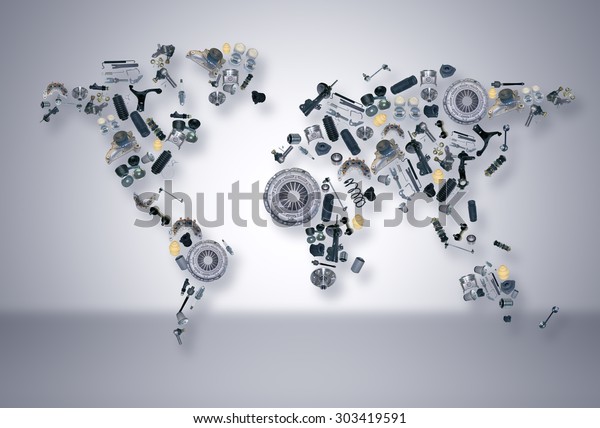 World map\
of the spare parts for shop auto aftermarket. Map assembled from\
new auto, spare parts. Spare parts for shop, aftermarket, OEM. Map\
with spare parts. New spare parts for\
shop.