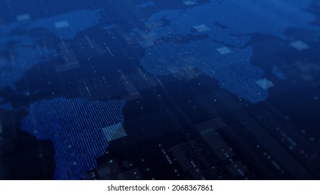 world map technology background, big data visualization, digital grid business concept