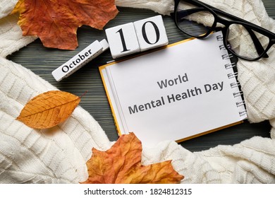 World Mental Health Day Of Autumn Month Calendar October.