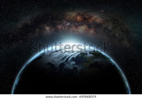 world and milky way Elements of this image furnished\
by NASA