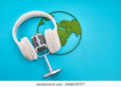 World Music day Concept with Headphones and Microphone - Powered by Shutterstock
