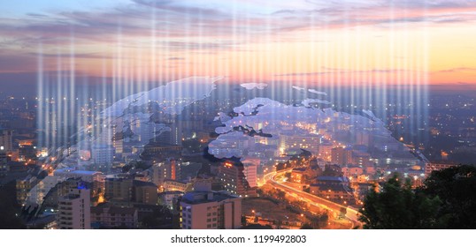 World  network and Connection technology concept ,panorama view