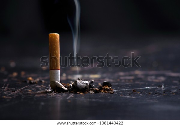 World No Tobacco Day Concept Stop Smoking.tobacco\
cigarette butt on the\
floor