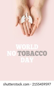 World no tobacco day. World tuberculosis day, copd, World Pneumonia Day. Woman holding lung. World no tobacco day, lung cancer, Pulmonary hypertension. vertically