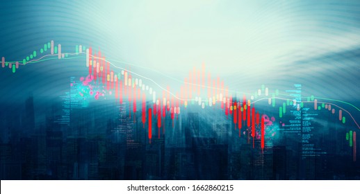 World stock graph has down from virus corona outbreak. COVID-19 shurtdown world business economy concept. Digit number on city background. - Shutterstock ID 1662860215