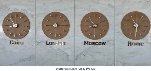 World time clock showing different time zones