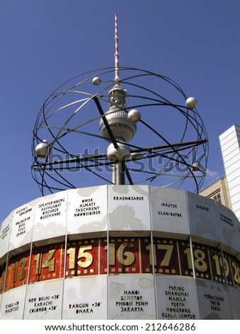 Similar – Berlin Alexanderplatz with television tower and world time clock in front of a blue sky