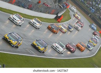 World Touring Cars On Starting Grid At Brands Hatch