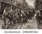 World War 1. Some of the 130,000 Austrians prisoners of war march by advancing Russian troops when Prezemysl was first taken by the Russian forces. Ca. 1914-15.