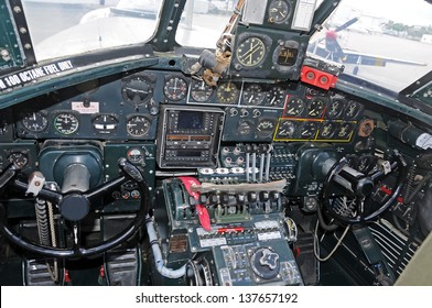 World War 2 Era Bomber Cockpit Interior View