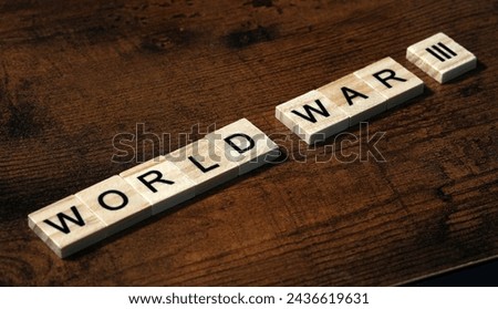 World War 3 word text on wooden background