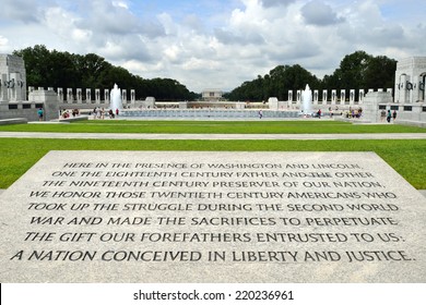 World War II Memorial inscription, National Mall, Washington DC